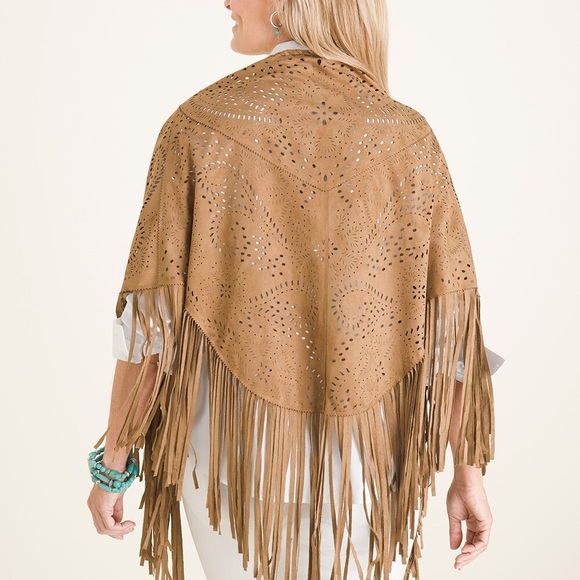 Chico’s faux suede fringe wrap perfect for Fall and Rodeo season. Boho chic. - Picture 6 of 6